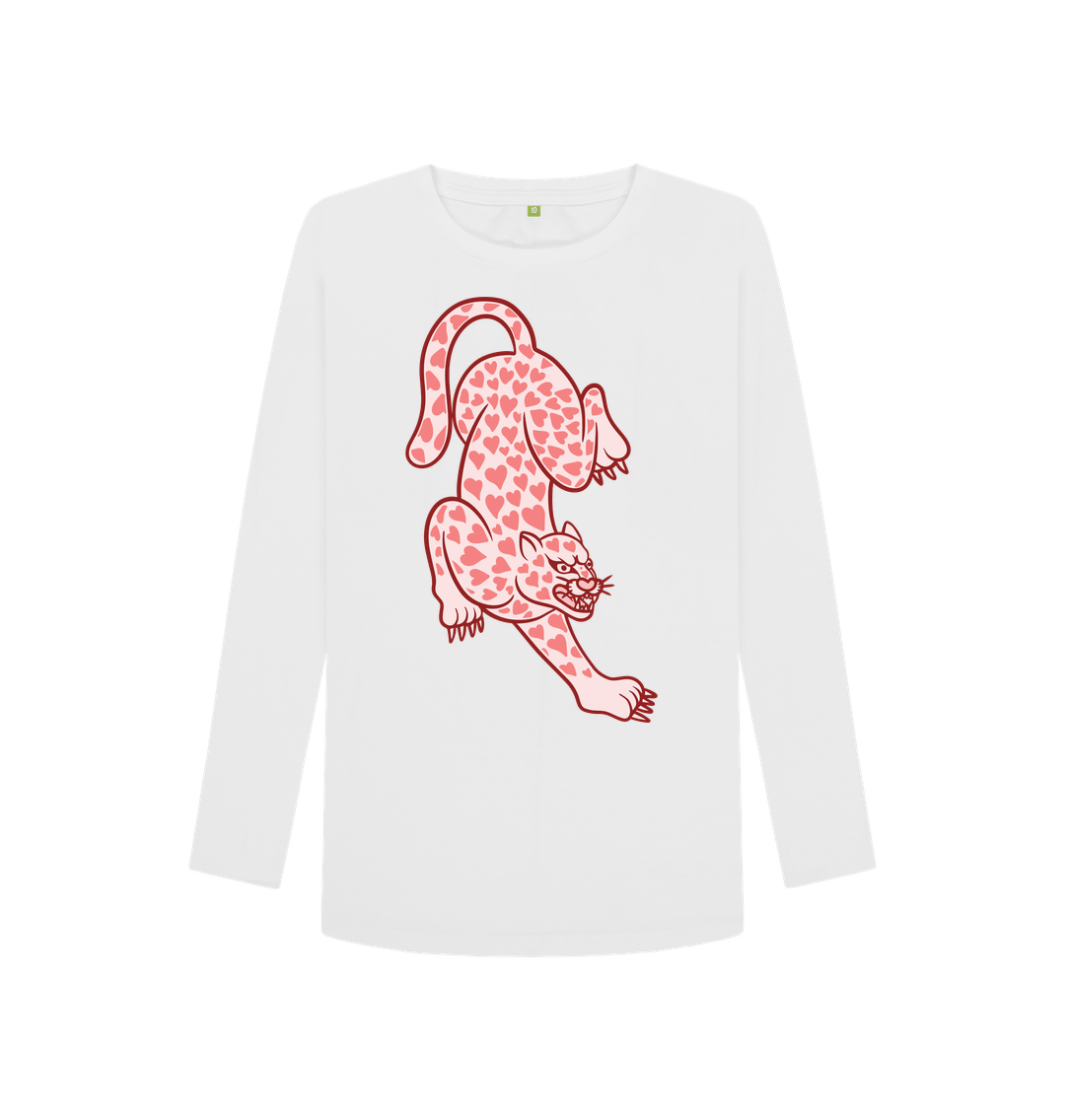White Printed Long Sleeve T Shirt Front