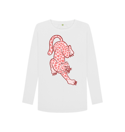 White Printed Long Sleeve T Shirt Front