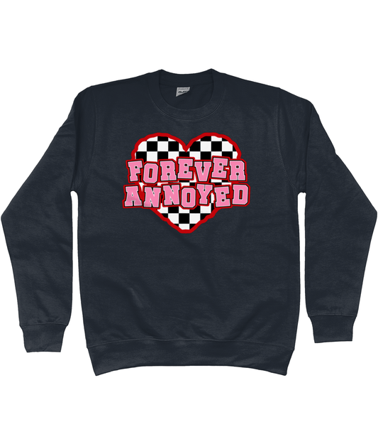a sweatshirt with a heart and text