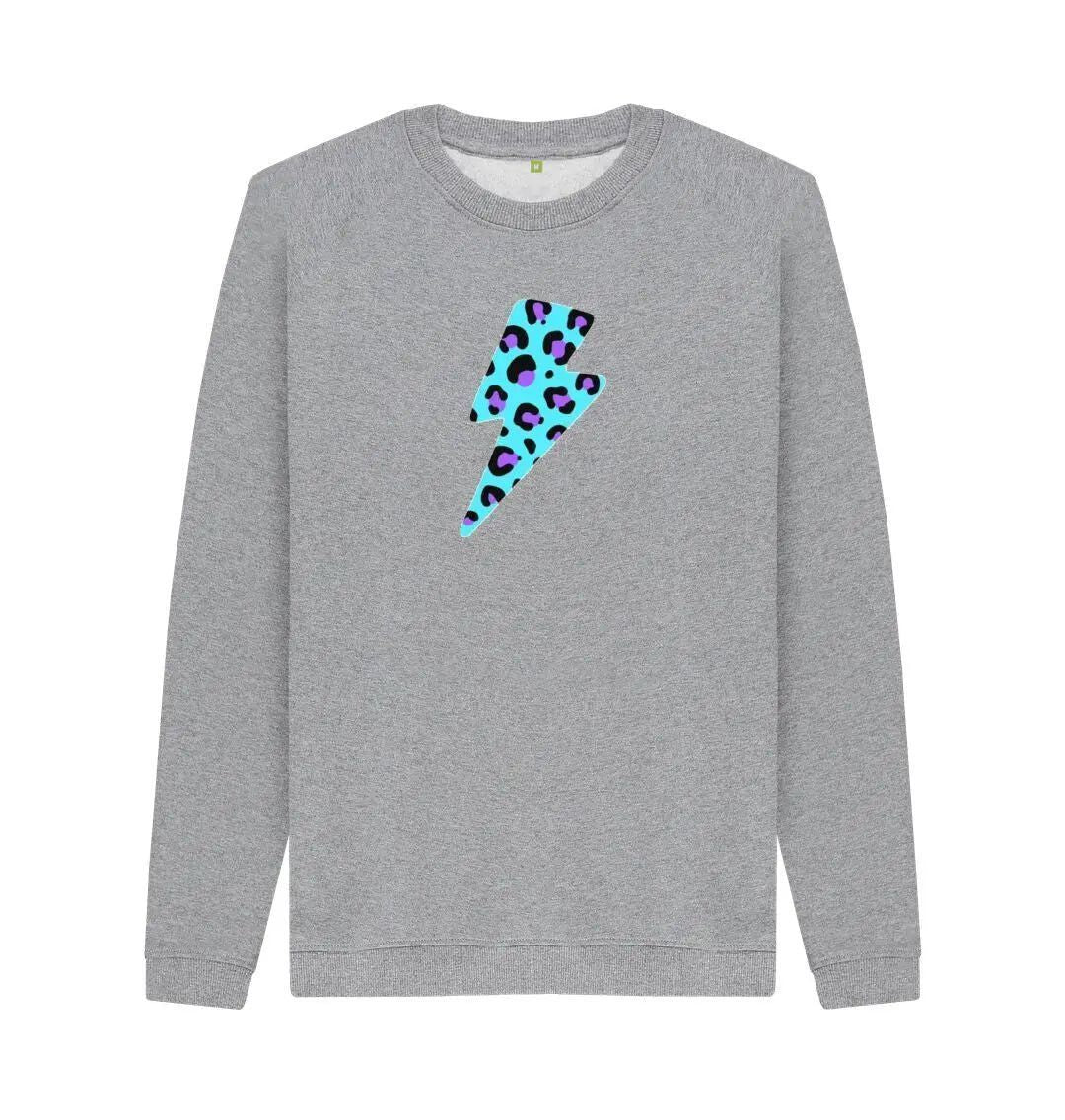 Unisex Blue leopard print lightning bolt sweater Trend Tonic