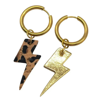 Gold and cheetah mini lightning bolt cork charms - Trend Tonic