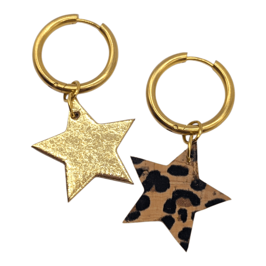 Gold and cheetah mini star cork charms - Trend Tonic