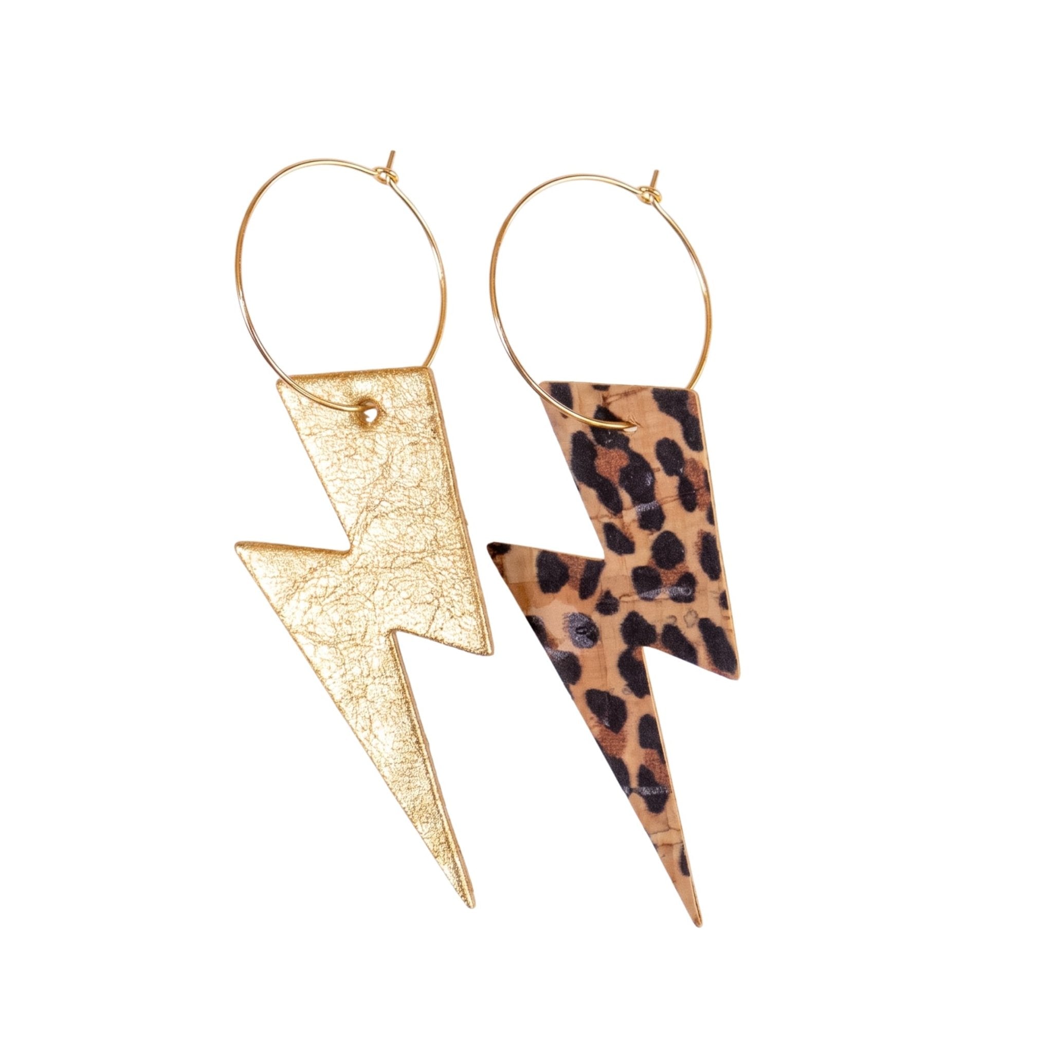 Gold and leopard lightning bolt earrings - Trend Tonic