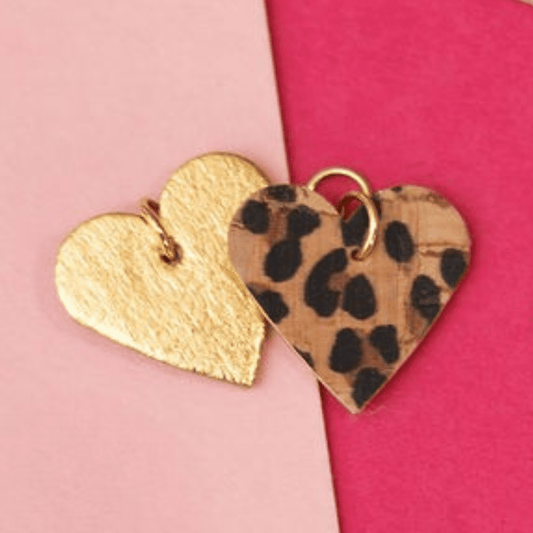 Gold and leopard mini heart cork charms - Trend Tonic