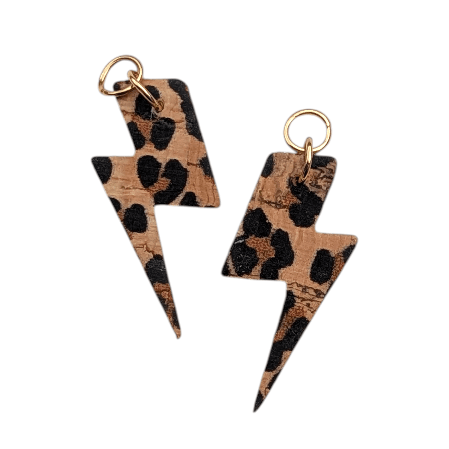 Gold and leopard mini lightning bolt cork charms - Trend Tonic