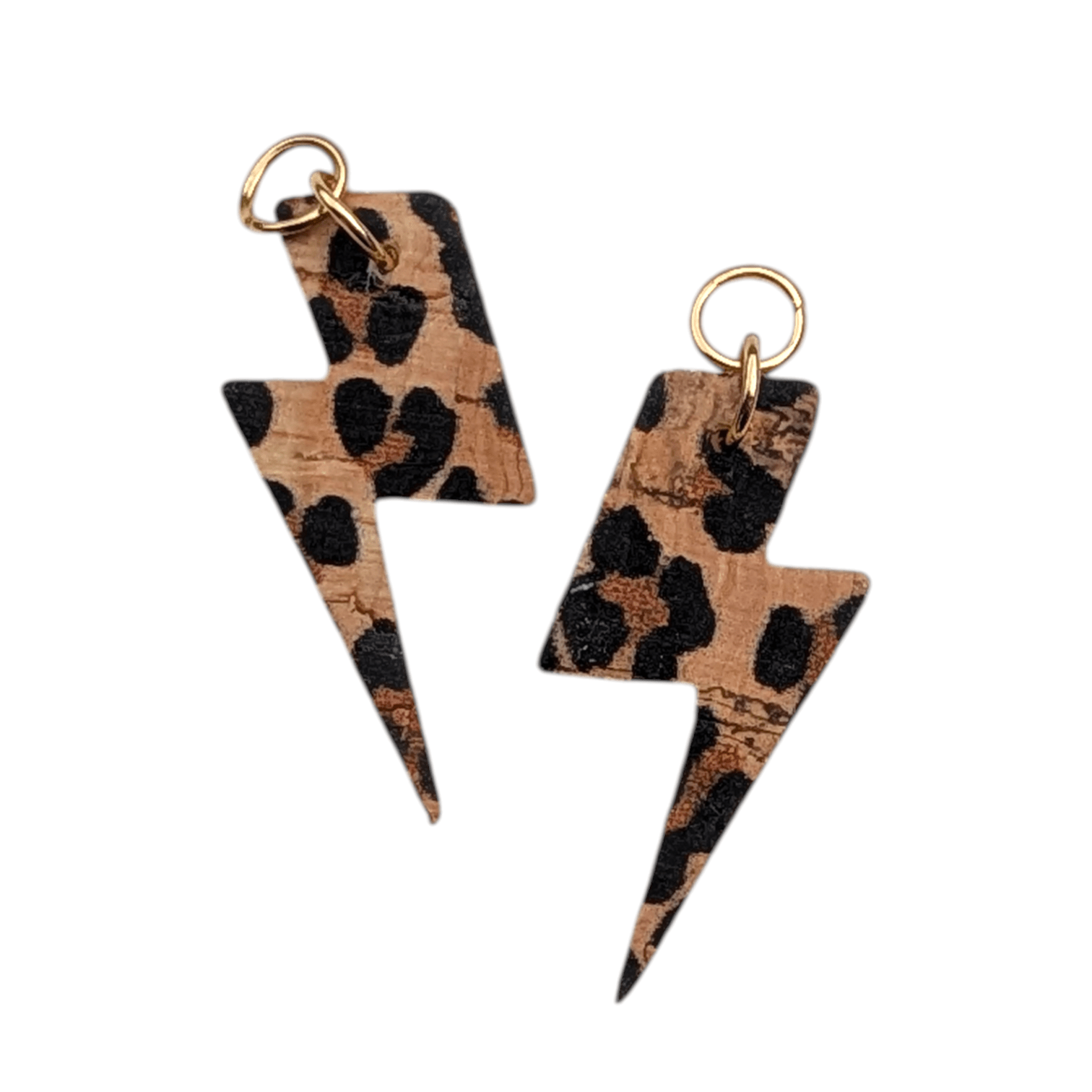 Gold and leopard mini lightning bolt cork charms - Trend Tonic