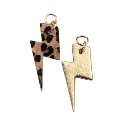 Gold and leopard mini lightning bolt cork charms - Trend Tonic