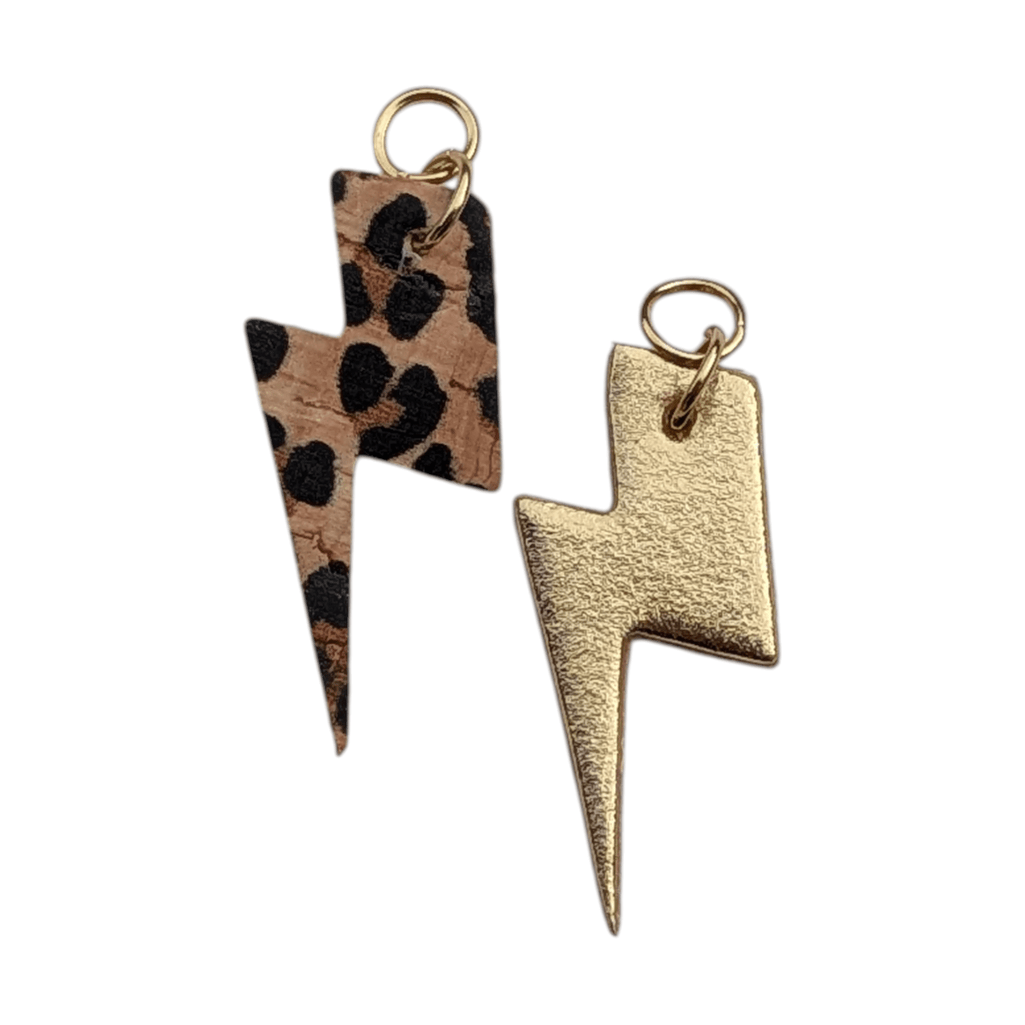 Gold and leopard mini lightning bolt cork charms - Trend Tonic