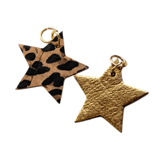 Gold and leopard mini star cork charms - Trend Tonic