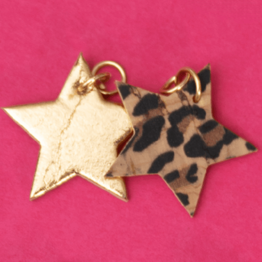 Gold and leopard mini star cork charms - Trend Tonic