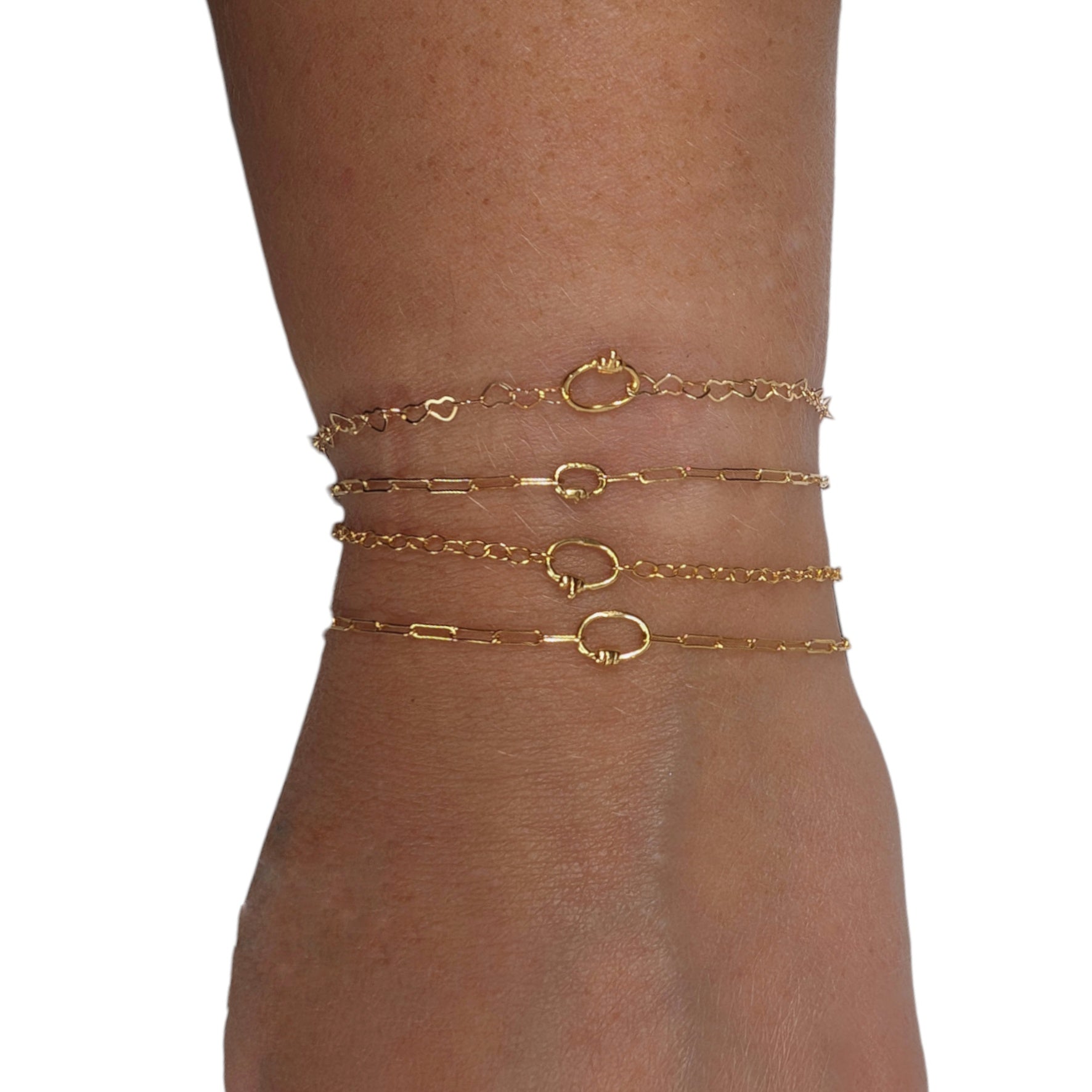 Gold paperclip chain love links permanent bracelet kit - Trend Tonic