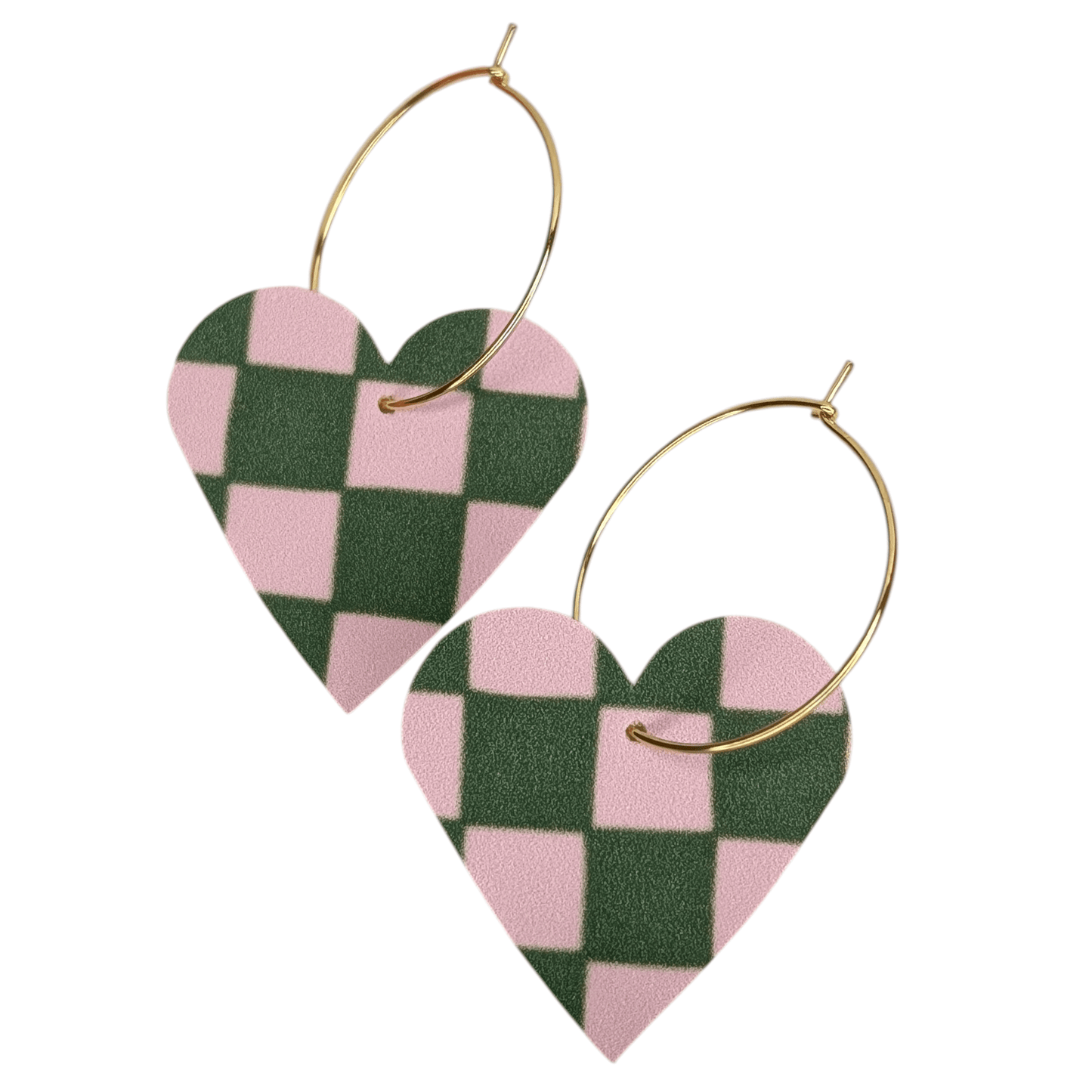 Green and pink checked hearts - Trend Tonic