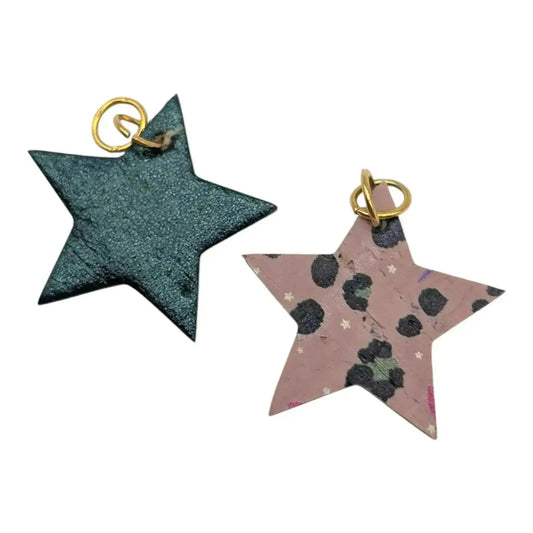 Green and pink flash mini star cork charms - Trend Tonic