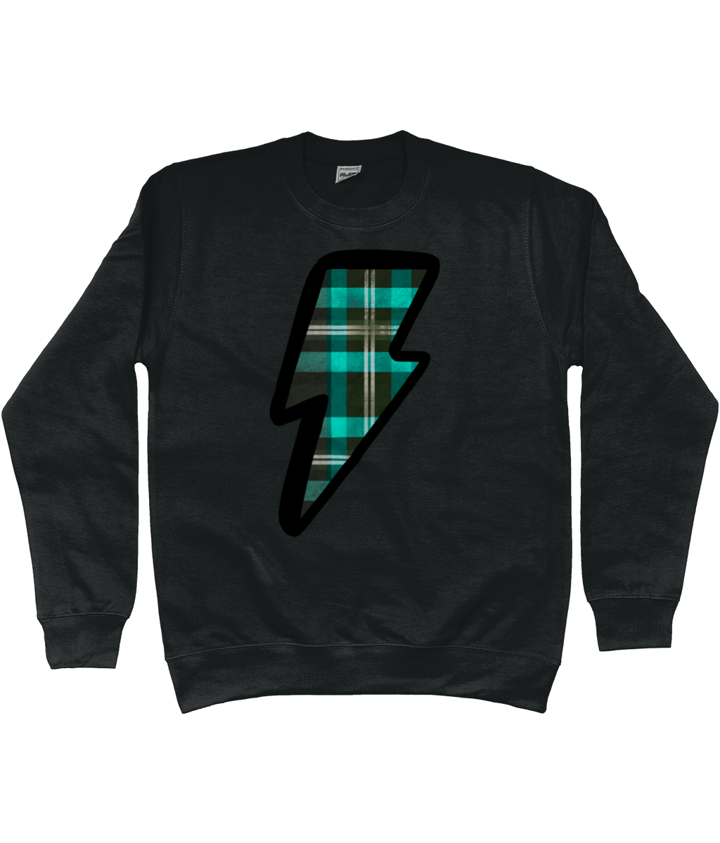 Green tartan lightning bolt sweatshirt - Trend Tonic