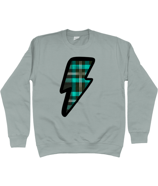 Green tartan lightning bolt sweatshirt - Trend Tonic