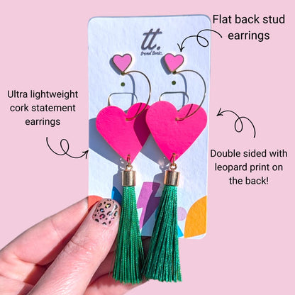 Heart tassel and stud set - Trend Tonic
