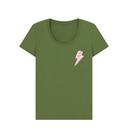 Ice cream cow print lightning bolt scoop neck t-shirt - Trend Tonic