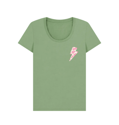 Ice cream cow print lightning bolt scoop neck t-shirt - Trend Tonic