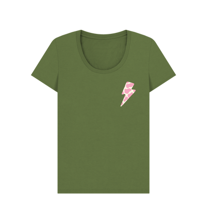 Ice cream cow print lightning bolt scoop neck t-shirt - Trend Tonic