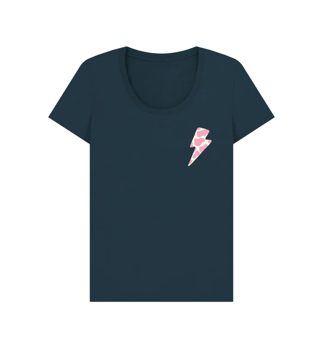 Ice cream cow print lightning bolt scoop neck t-shirt - Trend Tonic