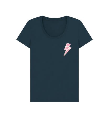 Ice cream cow print lightning bolt scoop neck t-shirt - Trend Tonic
