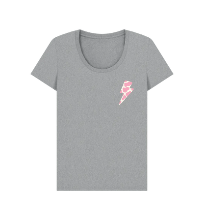 Ice cream cow print lightning bolt scoop neck t-shirt - Trend Tonic
