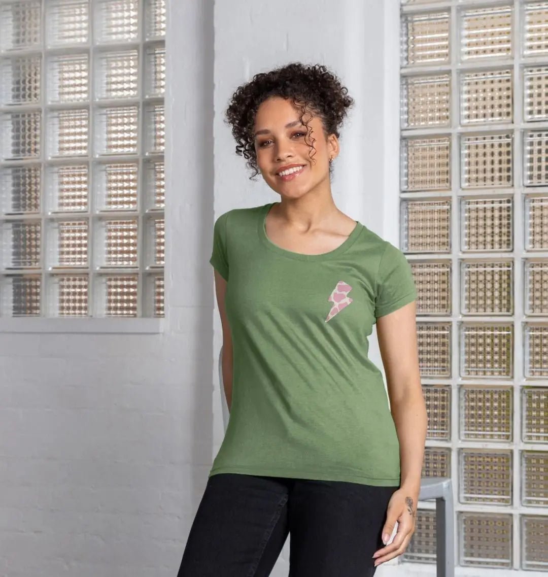 Ice cream cow print lightning bolt scoop neck t-shirt - Trend Tonic