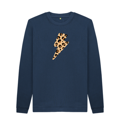 Navy Blue Printed Sweater Front
