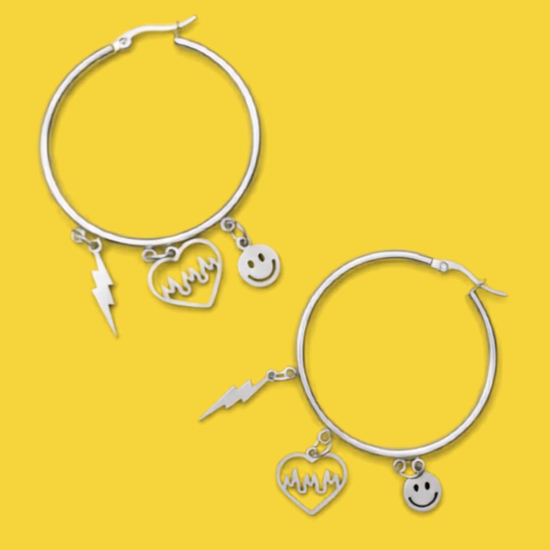 Large Y2K charm hoop earrings - Trend Tonic
