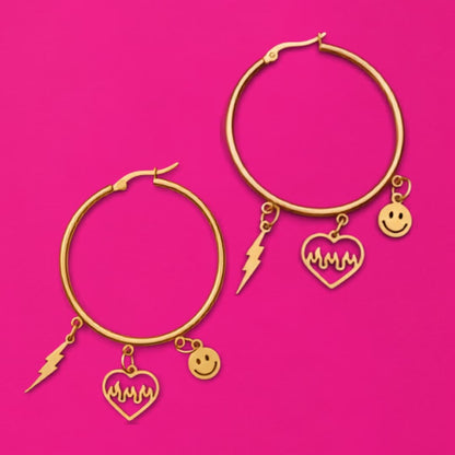 Large Y2K charm hoop earrings - Trend Tonic