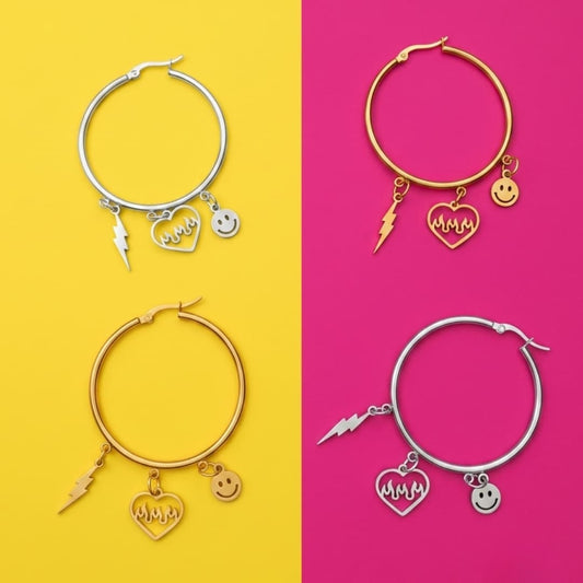 Large Y2K charm hoop earrings - Trend Tonic