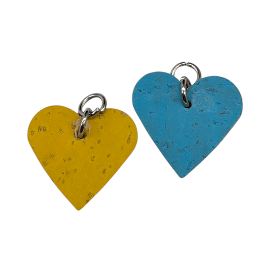 Lemon yellow and pale blue mini heart cork charms - Trend Tonic