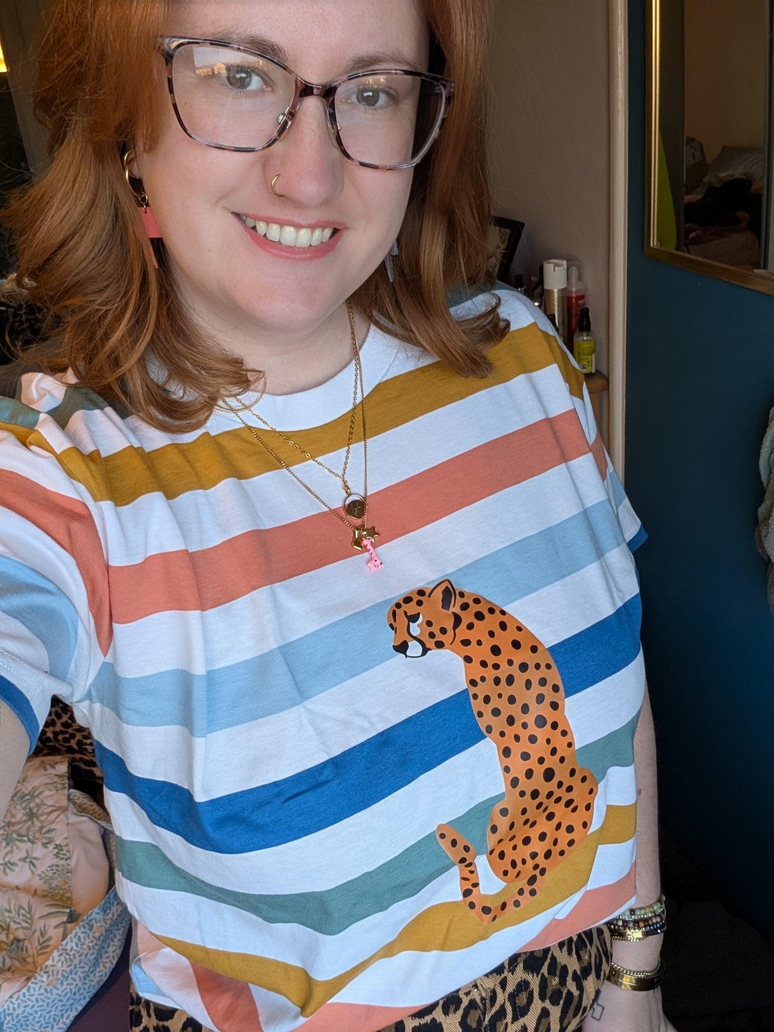 Leopard graphic stripe boxy t-shirt - Trend Tonic