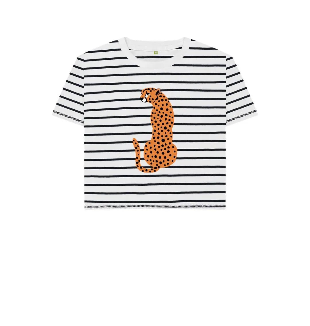 Leopard graphic stripe boxy t-shirt - Trend Tonic
