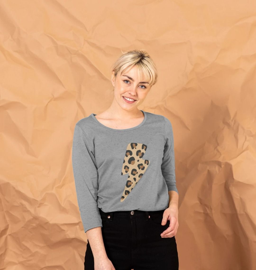 Leopard lightnig bolt 3/4 sleeve t-shirt - Trend Tonic