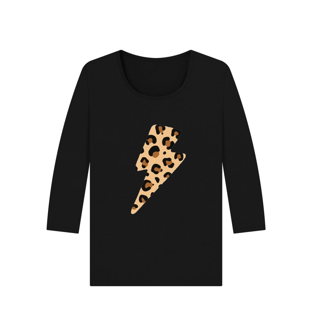 Leopard lightnig bolt 3/4 sleeve t-shirt - Trend Tonic