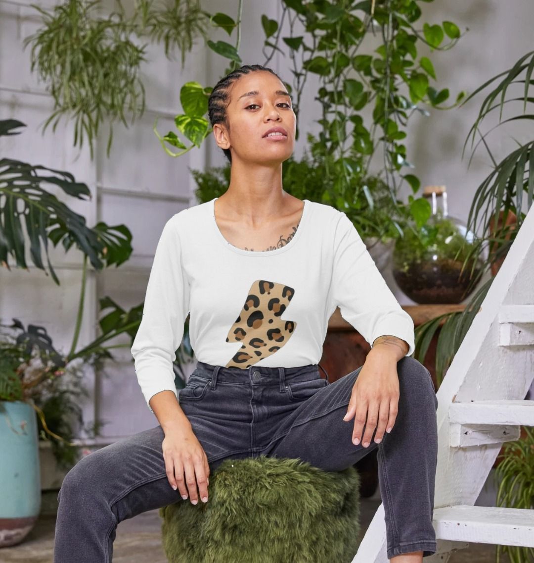 Leopard lightnig bolt 3/4 sleeve t-shirt - Trend Tonic