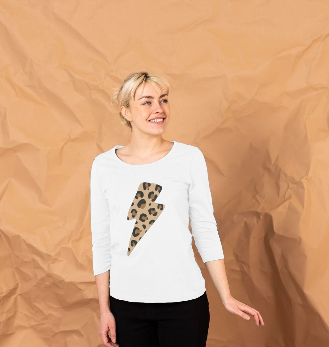 Leopard lightnig bolt 3/4 sleeve t-shirt - Trend Tonic