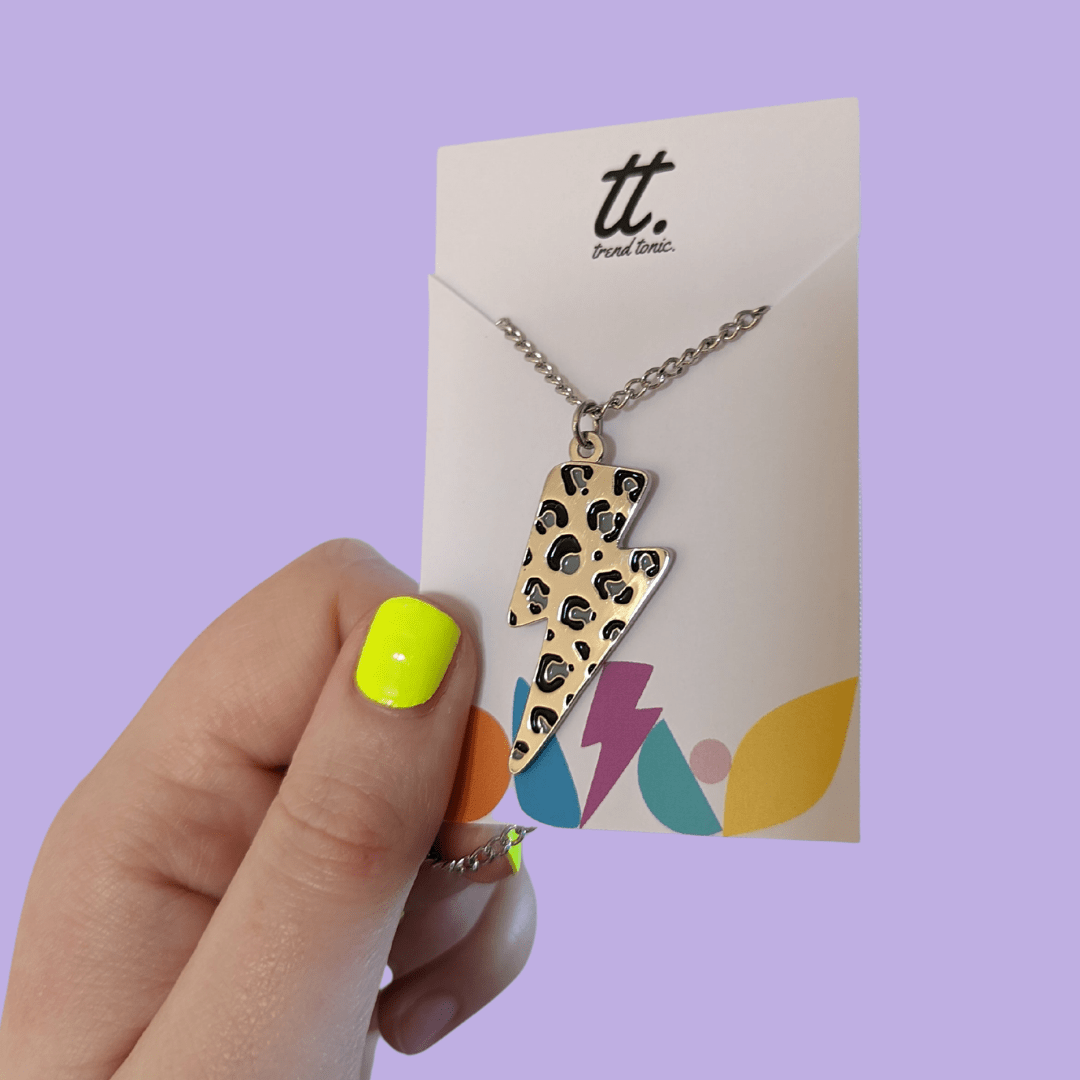Leopard lightning bolt necklace - Trend Tonic