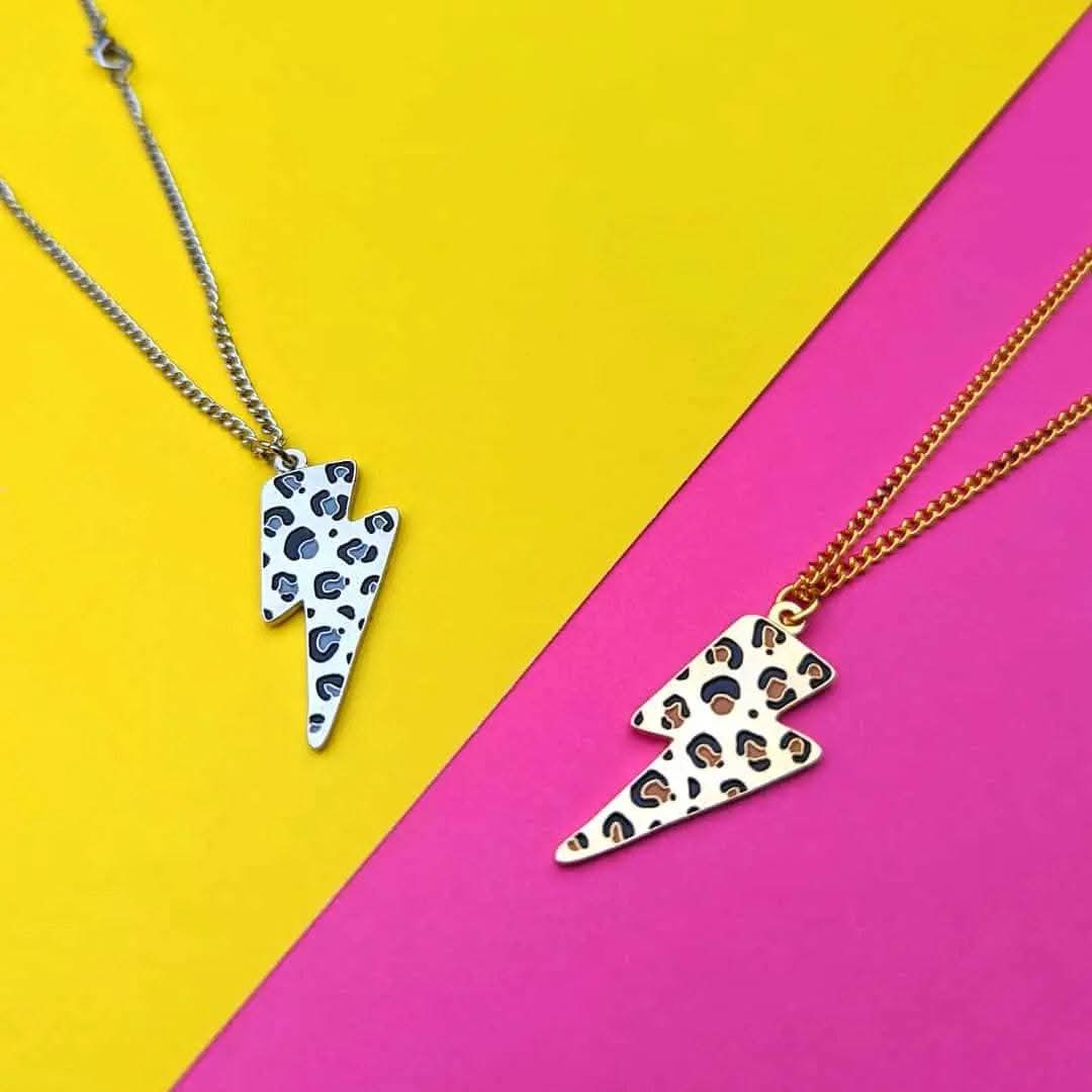 Leopard lightning bolt necklace - Trend Tonic