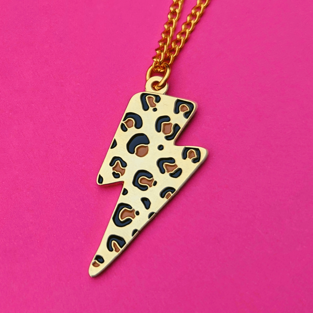 Leopard lightning bolt necklace - Trend Tonic