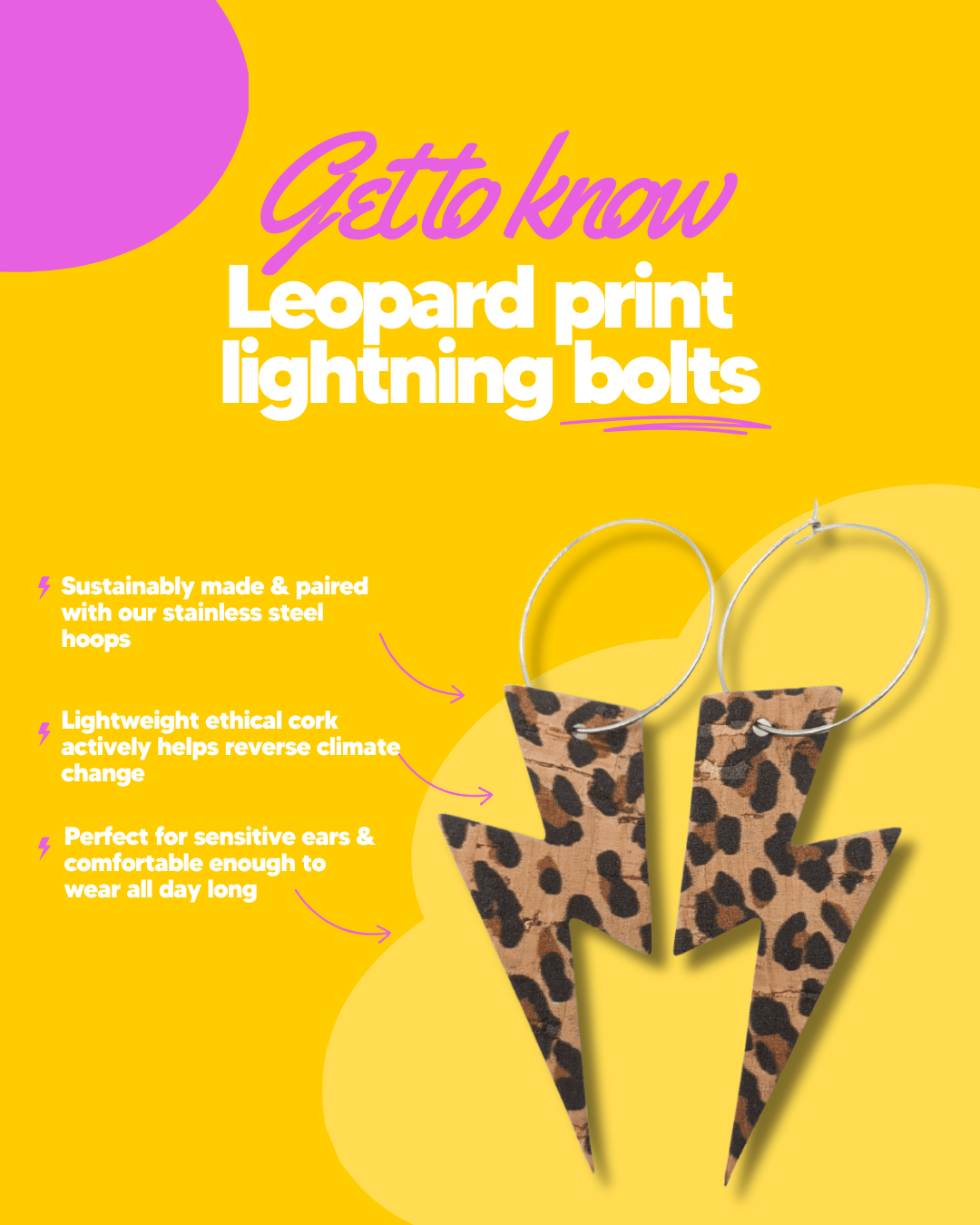 Leopard print lightning bolt earrings - Trend Tonic