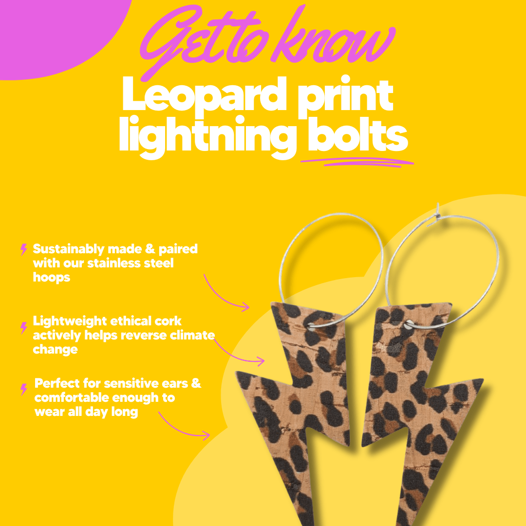 Leopard print lightning bolt earrings - Trend Tonic