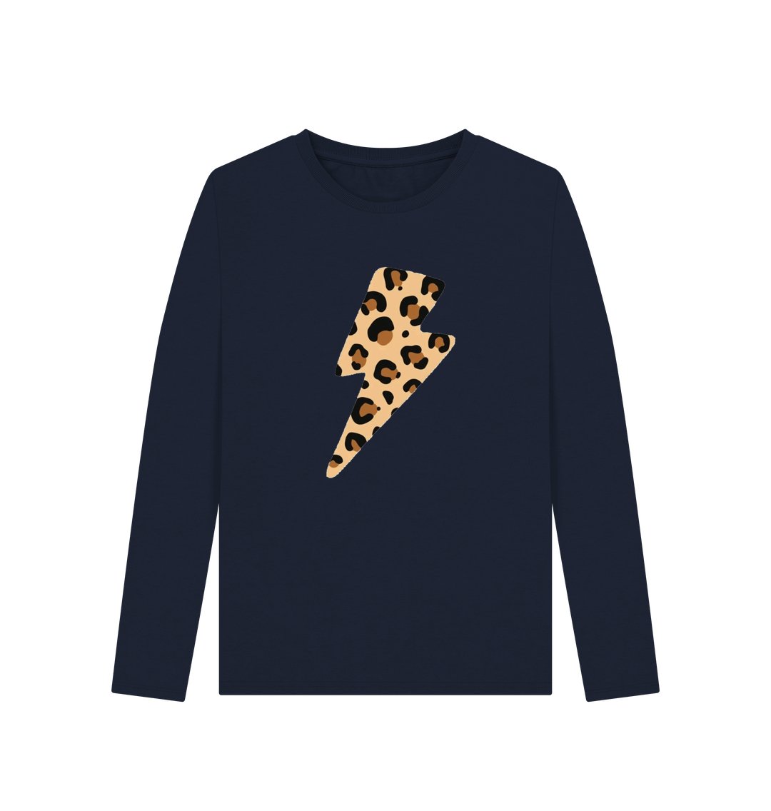 Leopard print lightning bolt long sleeve t-shirt - Trend Tonic