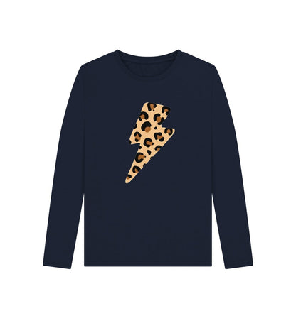Leopard print lightning bolt long sleeve t-shirt - Trend Tonic
