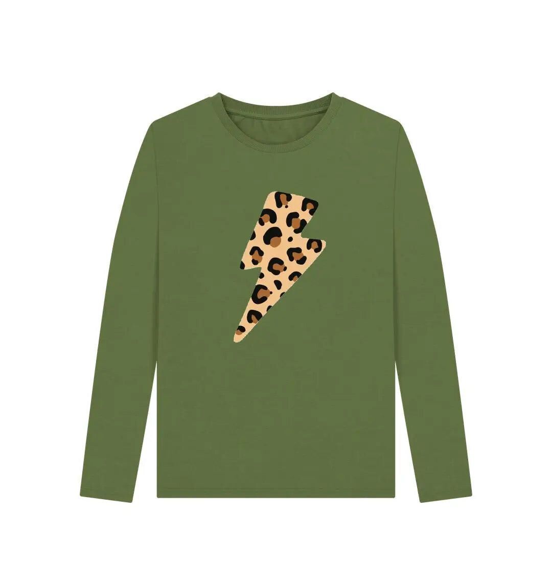 Leopard print lightning bolt long sleeve t-shirt - Trend Tonic