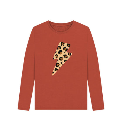 Leopard print lightning bolt long sleeve t-shirt - Trend Tonic