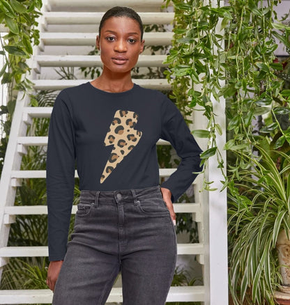 Leopard print lightning bolt long sleeve t-shirt - Trend Tonic