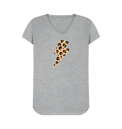 Leopard print lightning bolt V neck large print - Trend Tonic