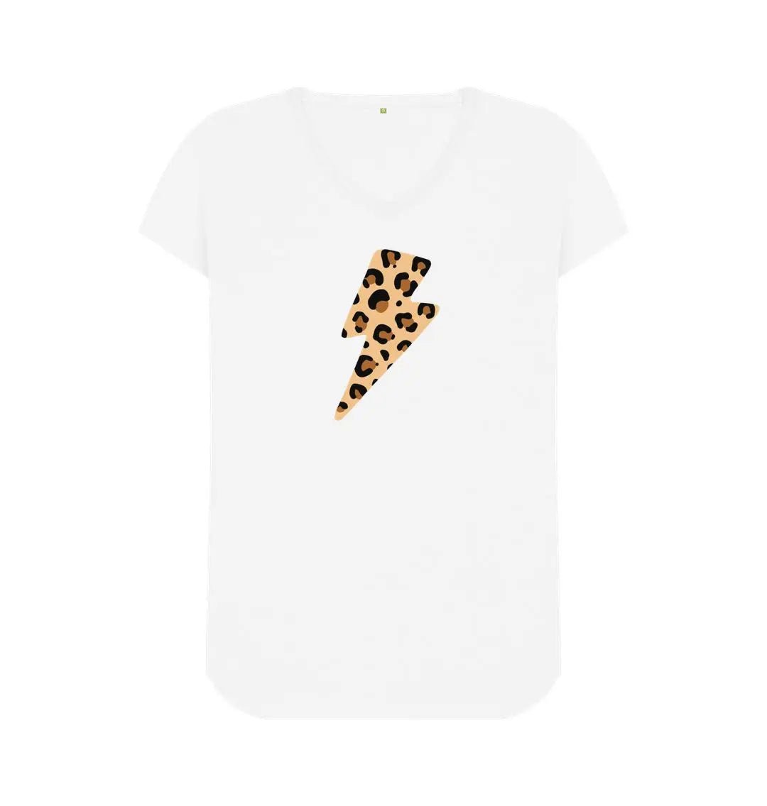 Leopard print lightning bolt V neck large print - Trend Tonic